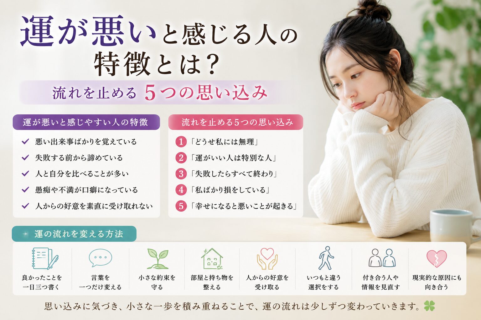 運が悪いと感じる人の特徴とは?流れを止める5つの思い込み