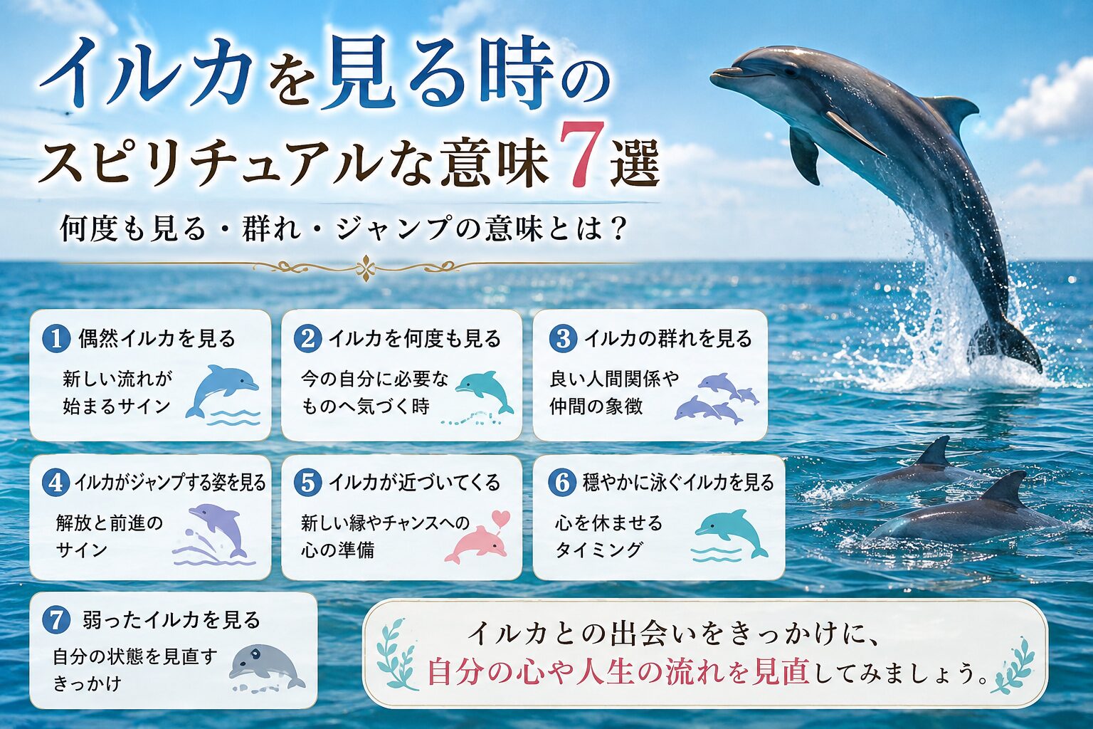 イルカを見る時のスピリチュアルな意味7選｜何度も見る・群れ・ジャンプの意味とは？