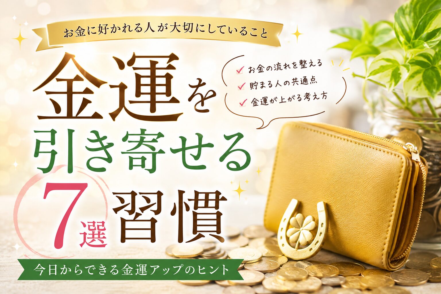 金運を引き寄せる習慣7選｜お金に好かれる人が大切にしていること