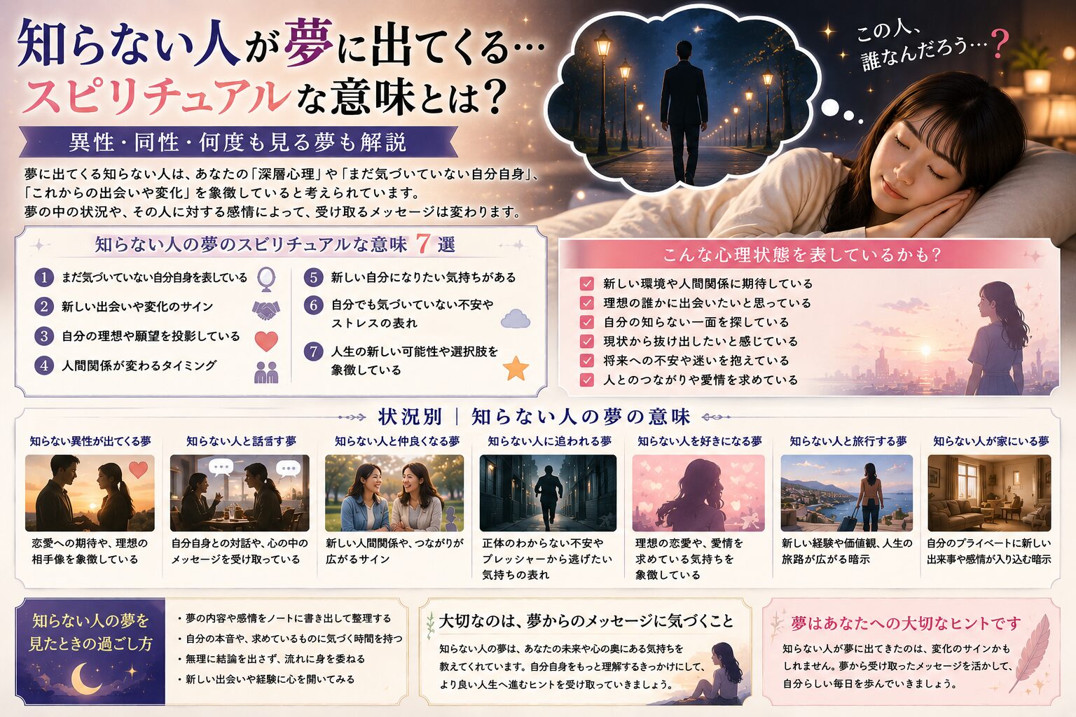 知らない人が夢に出てくるスピリチュアルな意味7選|異性・同性・何度も見る夢も解説